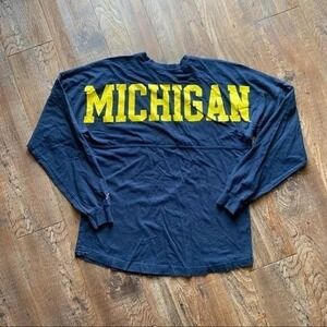 Spirit Jersey Michigan Shirt Small Navy Cotton Vintage Back Graphic Good